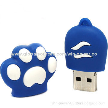 Dog Foot-shaped Lovely USB Flash Drive, Full Capacity, Customized Logos Ok, USB2.0/3.0 Interface